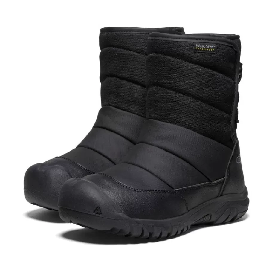 Kids KEEN Boots-Big Kids' Puffrider Waterproof Winter Boot | Black/Steel Grey