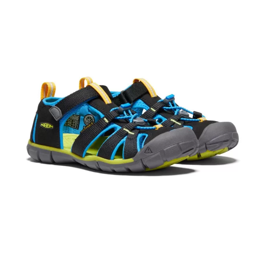 Kids KEEN Sandals-Big Kids' Seacamp Ii Cnx | Black/Brilliant Blue