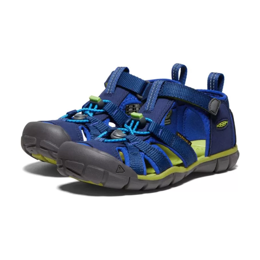 Kids KEEN Sandals-Big Kids' Seacamp Ii Cnx | Blue Depths/Chartreuse