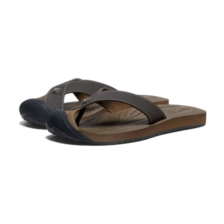 Men KEEN Slip-Ons-Men'S Barbados Flip-Flop | Java/Dark Earth