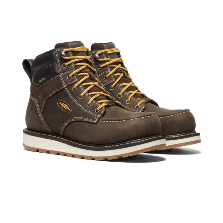 Men KEEN Work Boots & Shoes-Men'S Cincinnati 6" Waterproof Boot (Carbon-Fiber Toe) | Dark Chocolate/Sandshell
