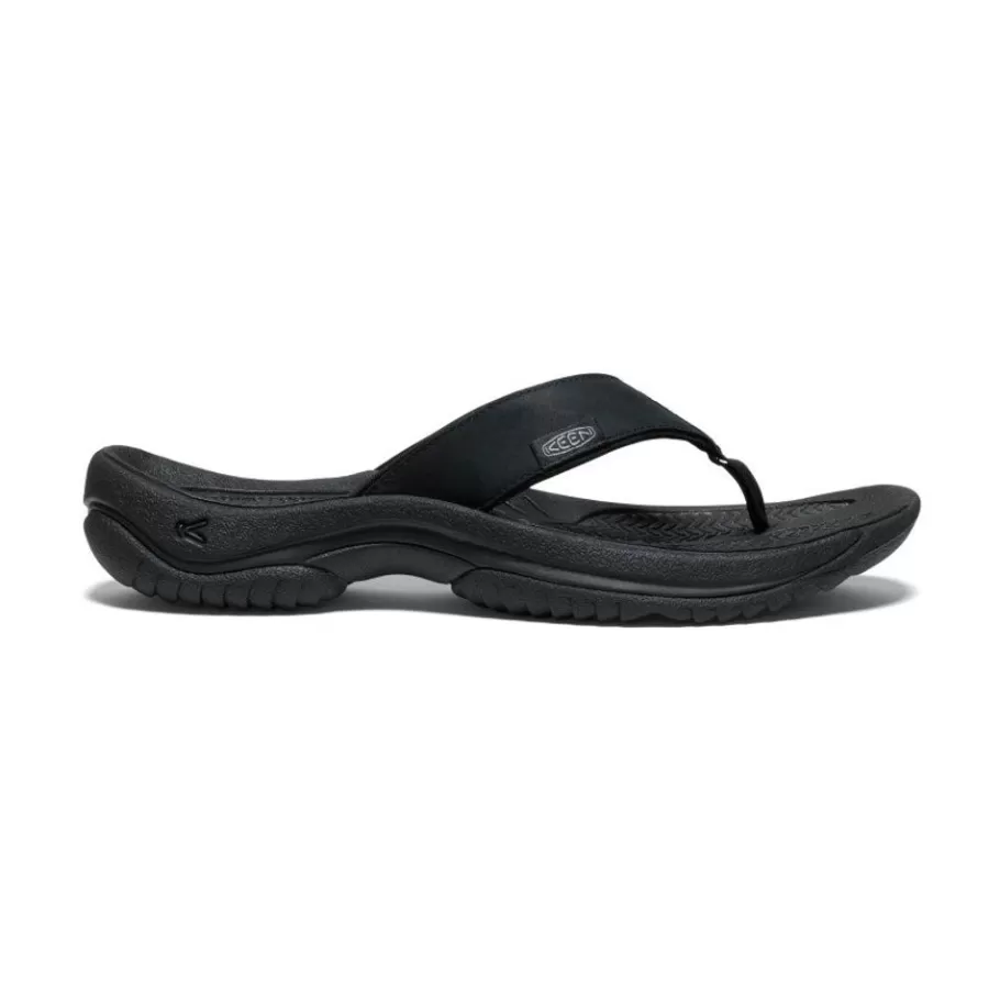 Men KEEN Slip-Ons-Men'S Kona Leather Flip-Flop | Black/Steel Grey
