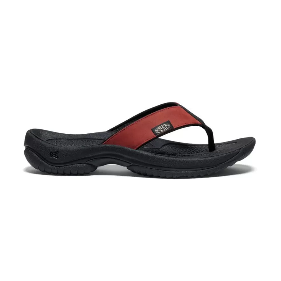 Men KEEN Slip-Ons-Men'S Kona Leather Flip-Flop | Fired Brick/Black