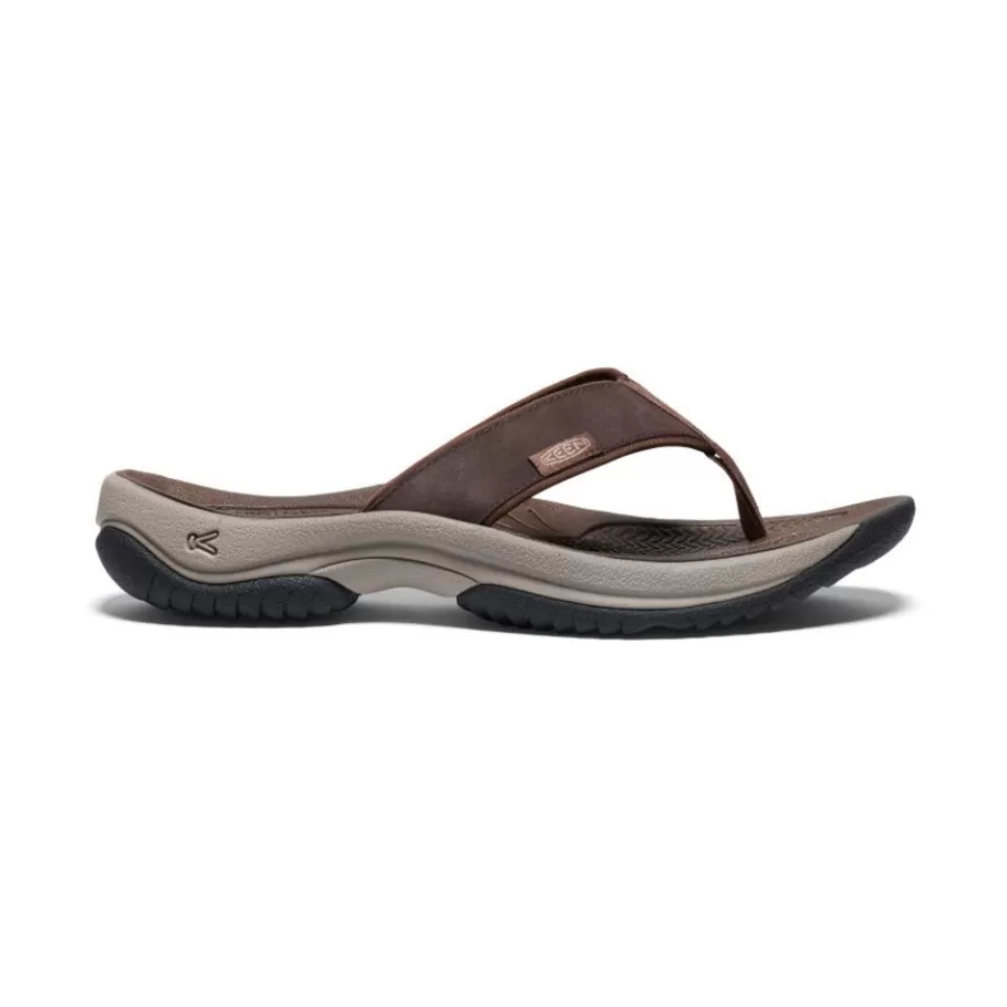 Men KEEN Slip-Ons-Men'S Kona Leather Flip-Flop | Java/Dark Earth
