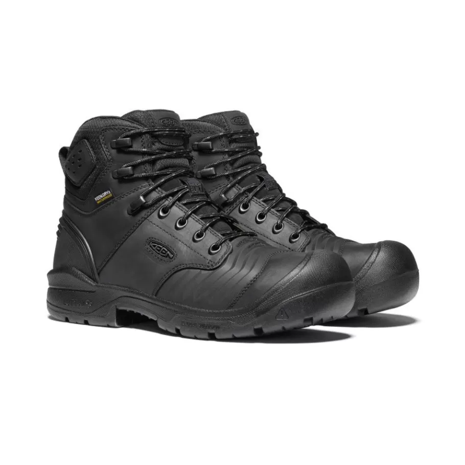 Men KEEN Work Boots & Shoes-Men'S Portland 6" Waterproof Boot (Carbon-Fiber Toe) | Black/Black
