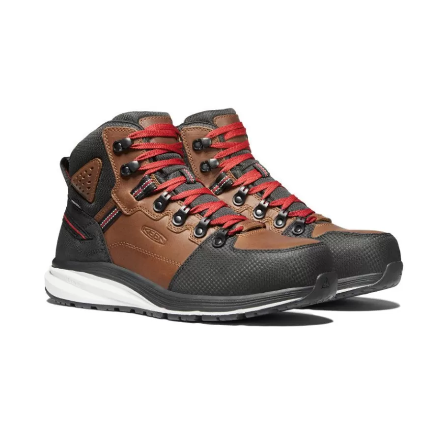 Men KEEN Work Boots & Shoes-Men'S Red Hook Waterproof Boot (Carbon-Fiber Toe) | Tobacco/Black