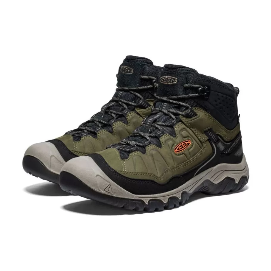 Men KEEN Boots-Men'S Targhee Iv Waterproof Hiking Boot | Dark Olive/Gold Flame