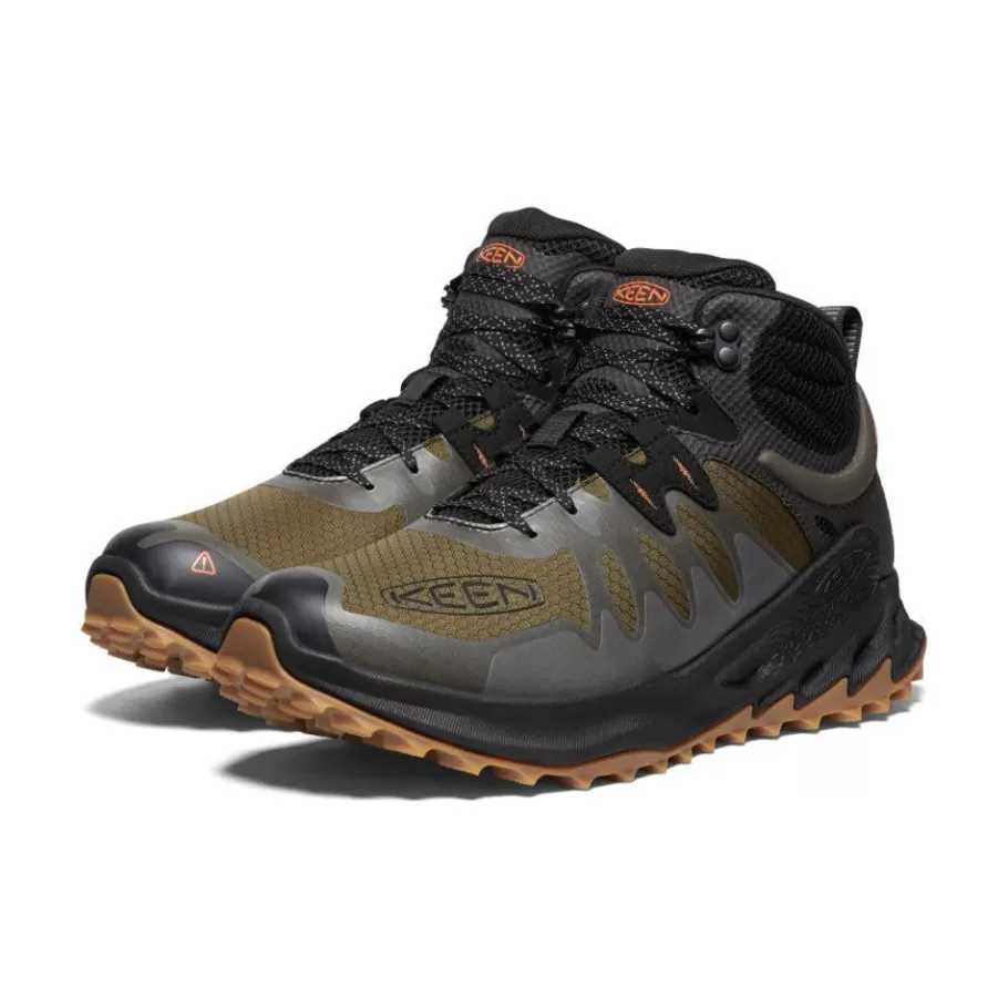 Men KEEN Boots-Men'S Zionic Waterproof Hiking Boot | Dark Olive/Scarlet Ibis