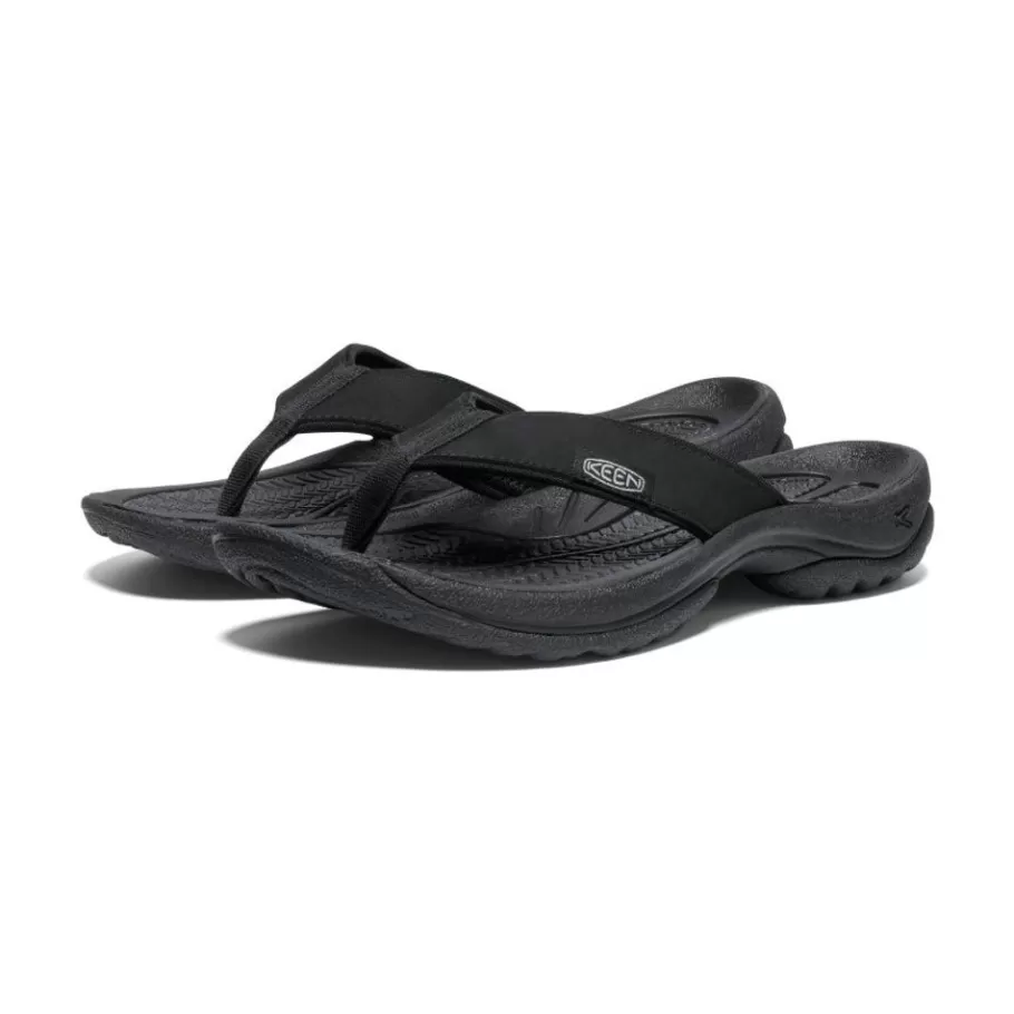 Women KEEN Slip-Ons-Women'S Kona Leather Flip-Flop | Black/Vapor