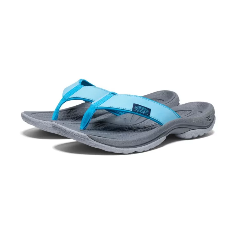 Women KEEN Slip-Ons-Women'S Kona Leather Flip-Flop | Blue Atoll/Blue Danube