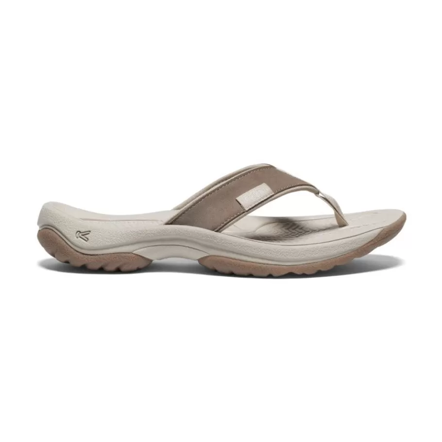Women KEEN Slip-Ons-Women'S Kona Leather Flip-Flop | Brindle/Silver Birch