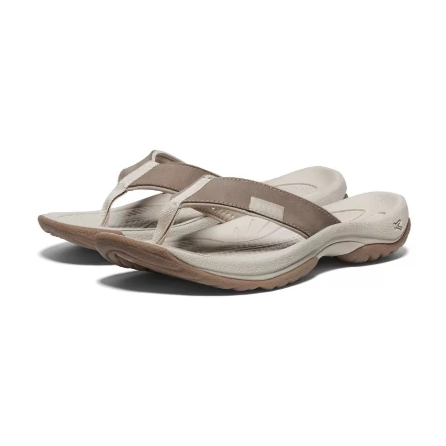 Women KEEN Slip-Ons-Women'S Kona Leather Flip-Flop | Brindle/Silver Birch